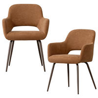 ARMLEHNSTUHL-SET 2 Stück gepolsterte Armlehnen Webstoff  - Dunkelbraun/Braun, MODERN, Textil/Metall (58/80/58cm) - Livetastic