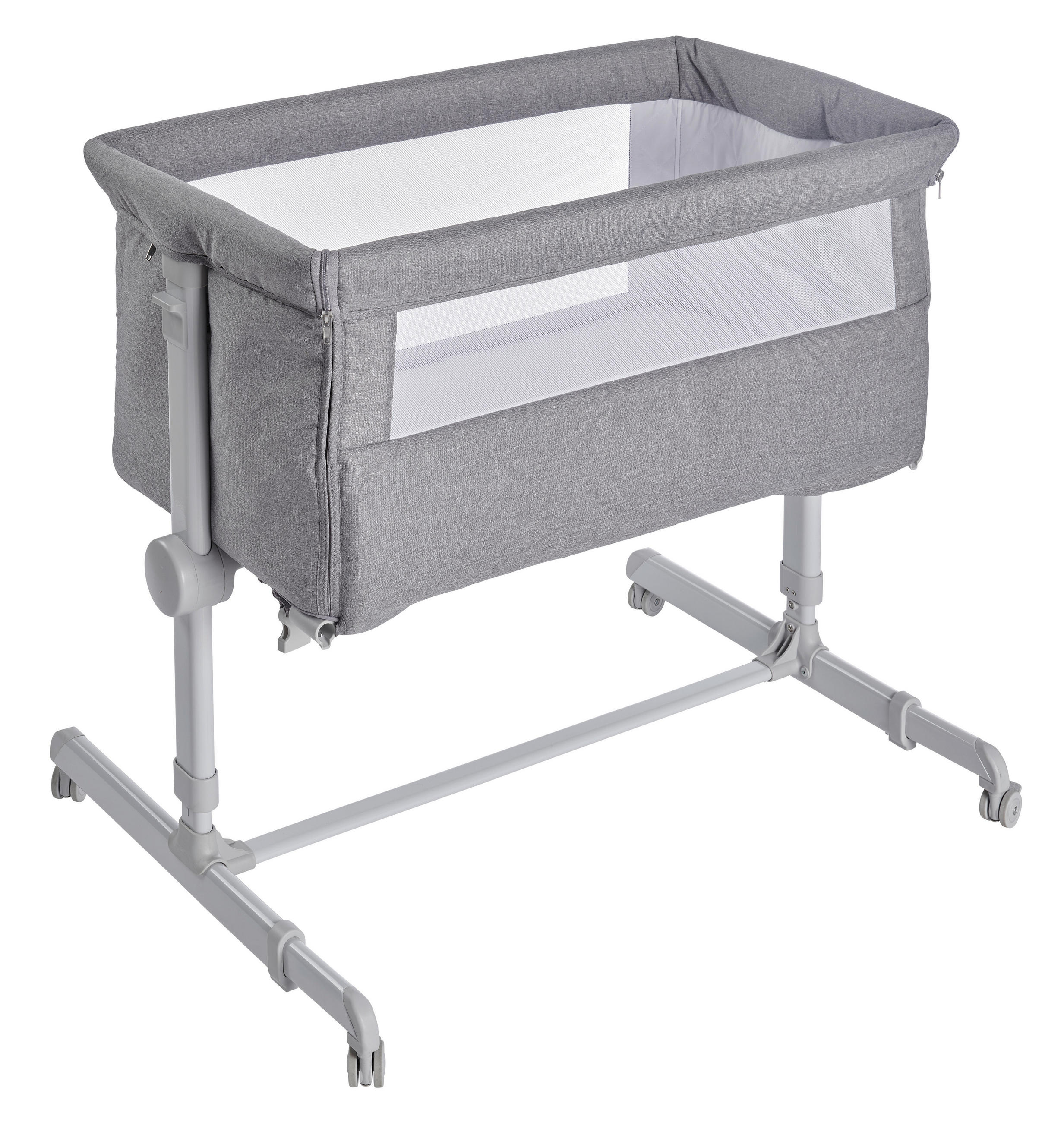 BEISTELLBETT BASIC 81/56/89 cm  - Weiß/Grau, Basics, Holzwerkstoff/Kunststoff (81/56/89cm) - My Baby Lou