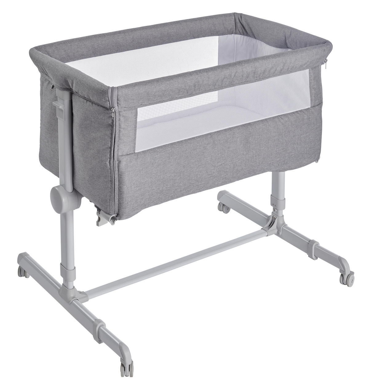 OBPOSTELJNA POSTELJICA BASIC 81/56/89 cm bela, siva  - siva/bela, Basics, kovina/umetna masa (81/56/89cm) - My Baby Lou