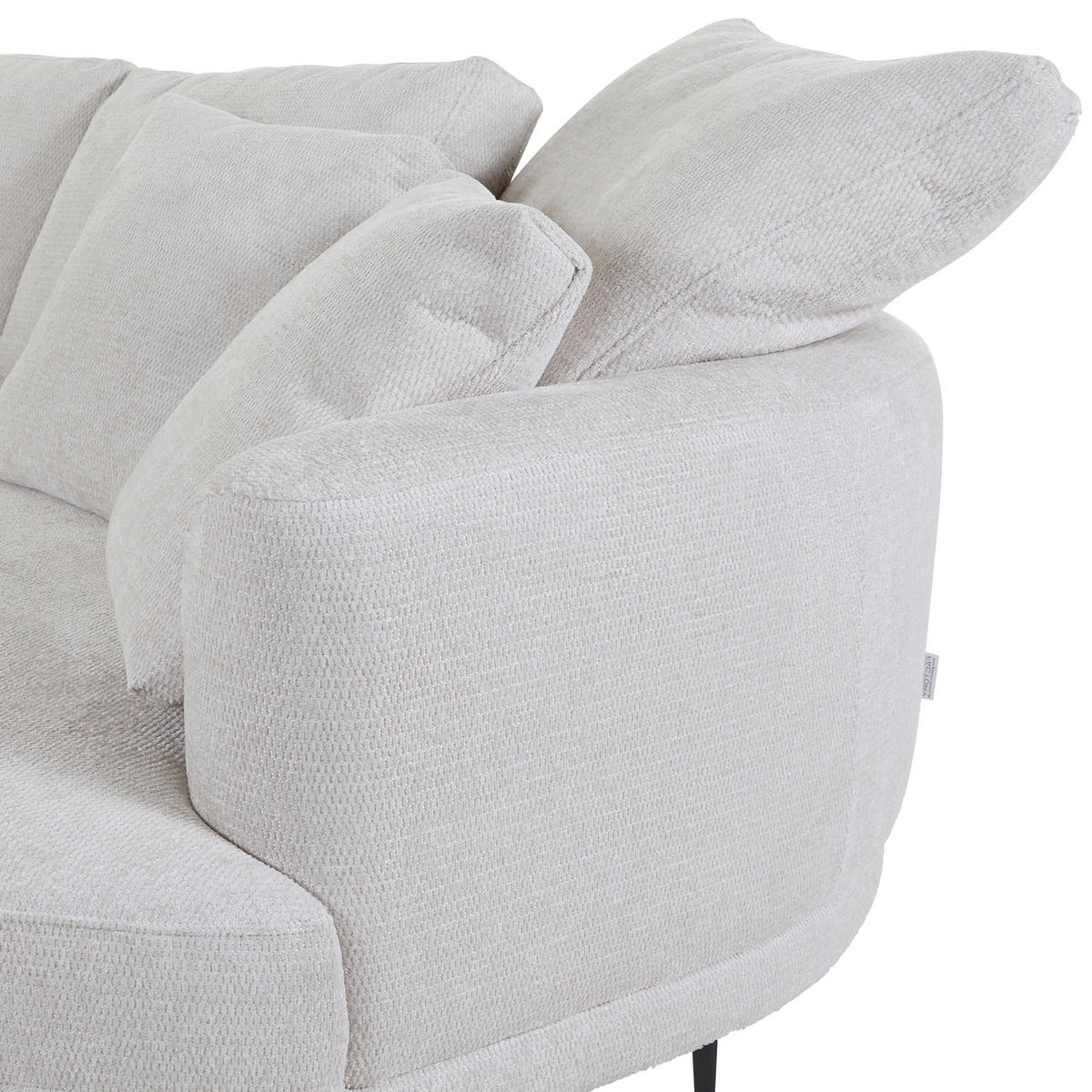 ECKSOFA in Chenille Grauweiss  - Schwarz/Grauweiss, Konventionell, Textil/Metall (275/140cm) - Carryhome