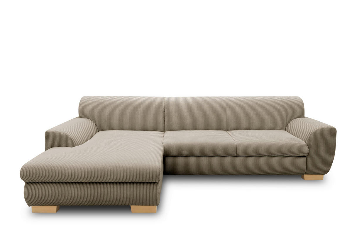 ECKSCHLAFSOFA NIKA Schlammfarben Webstoff  - Schlammfarben/Silberfarben, Basics, Holz/Textil (277/156cm) - MID.YOU