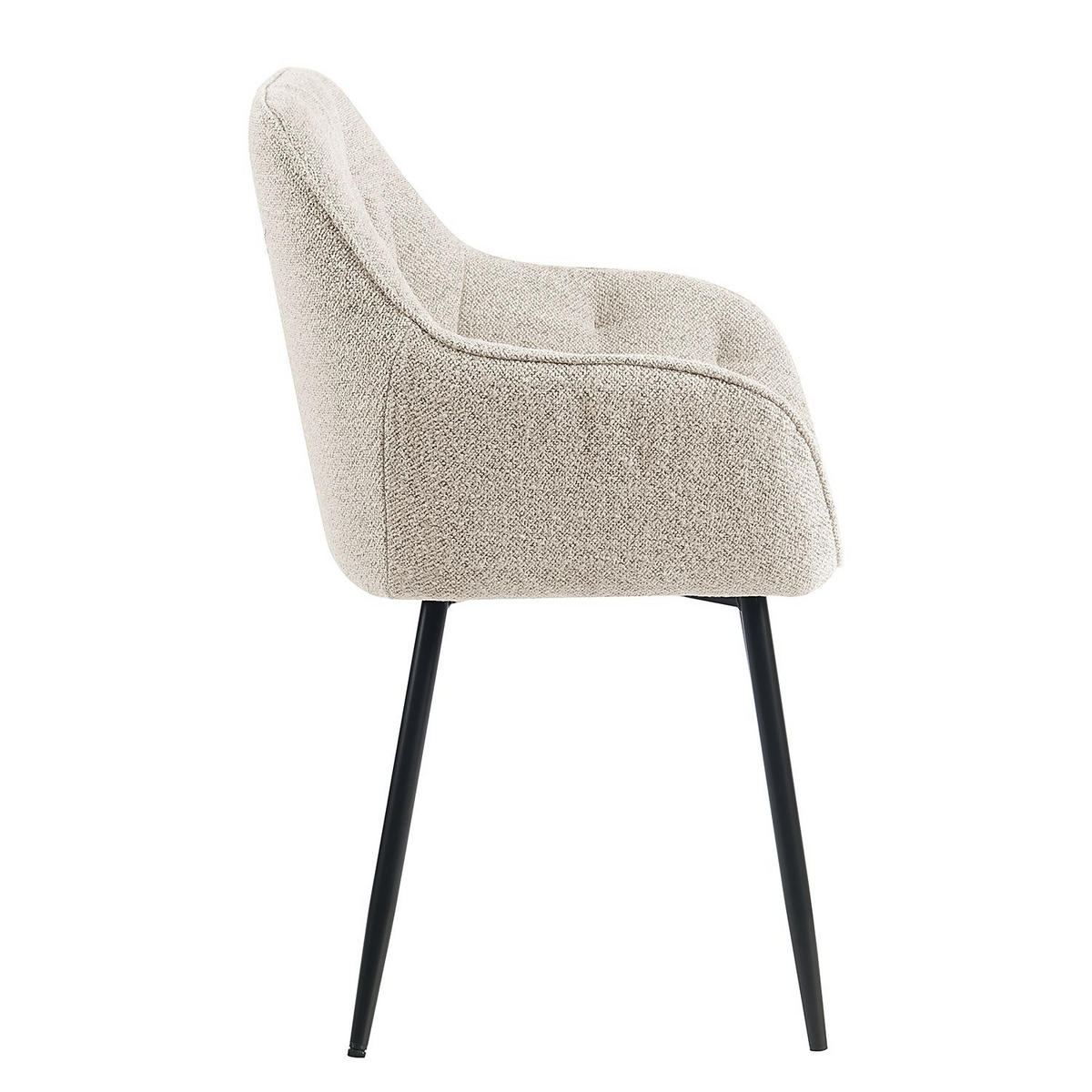 ARMLEHNSTUHL  in Eisen Flachgewebe  - Beige/Schwarz, MODERN, Textil/Metall (59,5/84/55,5cm) - home24