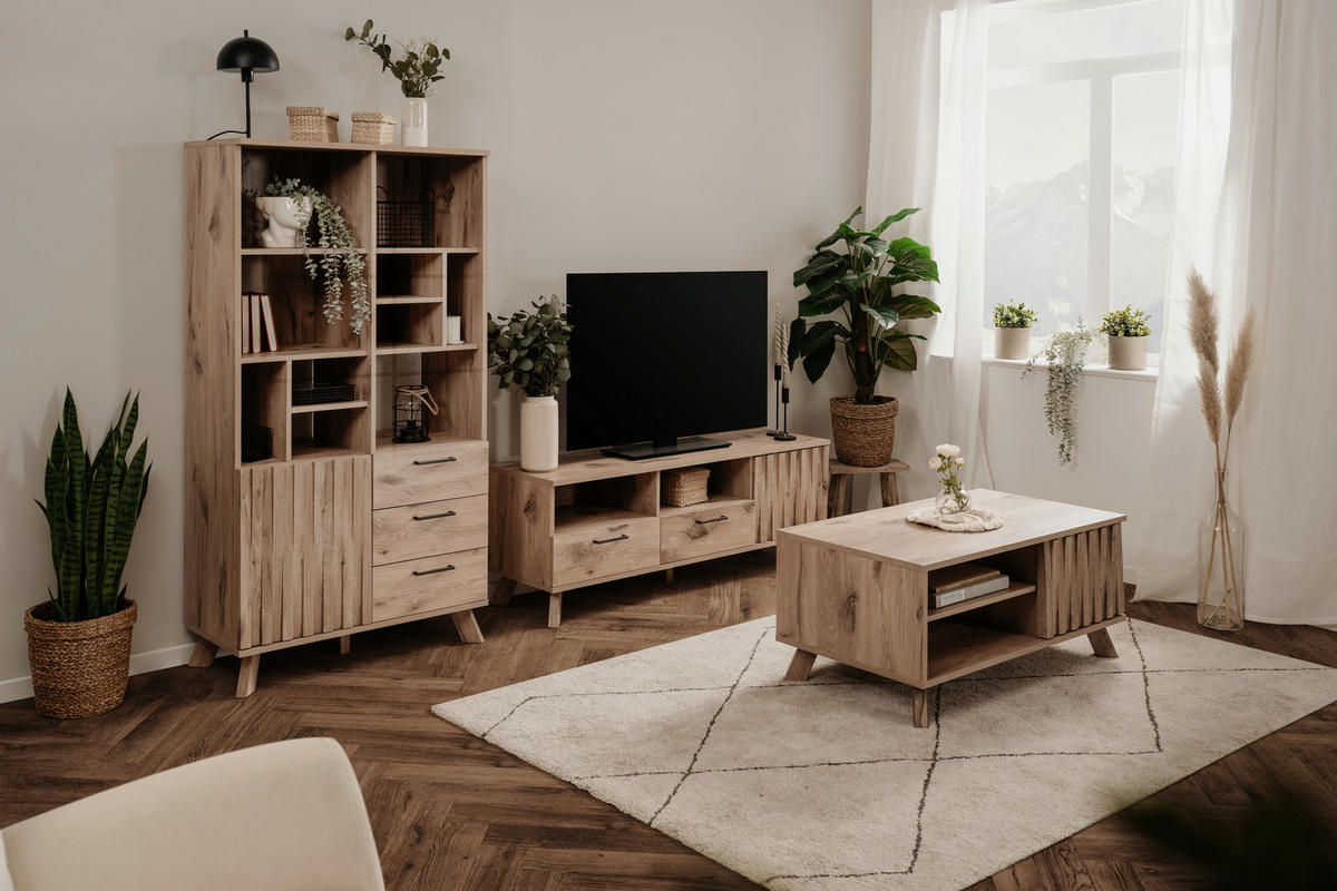 NÍZKÁ KOMODA, barvy dubu, 140/50/40 cm - barvy dubu, Lifestyle, kov/kompozitní dřevo (140/50/40cm) - MID.YOU