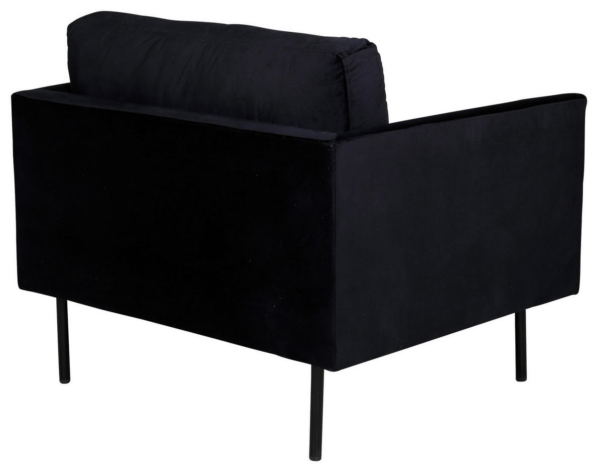 SESSEL in Samt Schwarz  - Schwarz, Design, Textil/Metall (95/80/84cm) - Livetastic