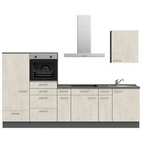 KÜCHENLEERBLOCK 300 cm   in Weiß, Schieferfarben  - Schieferfarben/Edelstahlfarben, MODERN, Holzwerkstoff/Metall (300cm) - Nobilia