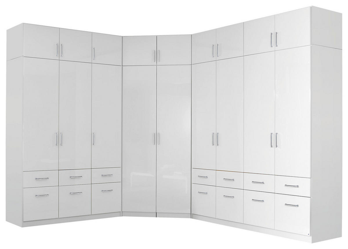 ECKSCHRANK 117/197/117 cm  - Weiß Hochglanz/Alufarben, Design, Holzwerkstoff/Kunststoff (117/197/117cm) - Carryhome
