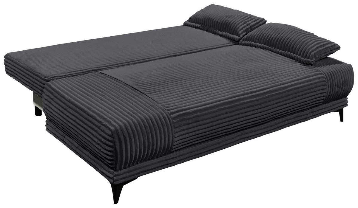 SCHLAFSOFA in Cord Schwarz  - Schwarz, Konventionell, Kunststoff/Textil (211/96/105cm) - MID.YOU