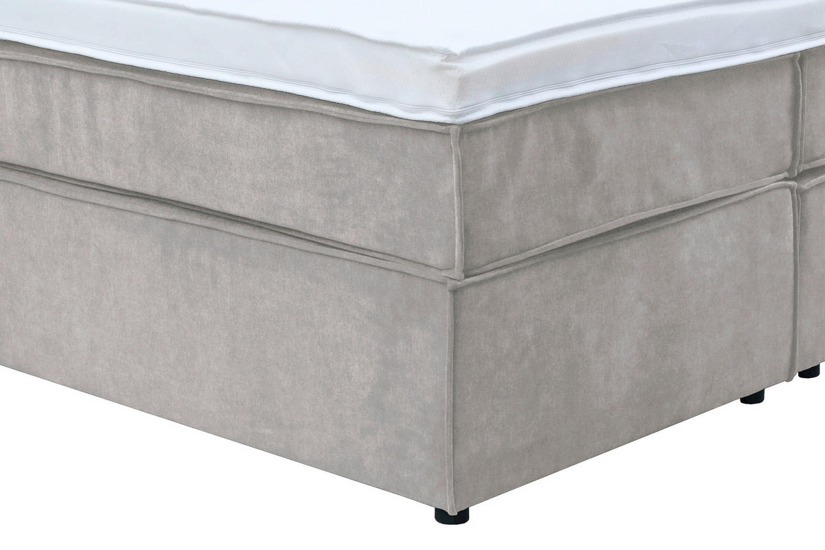 BOXSPRINGBETT 180/200 cm  in Hellgrau  - Hellgrau/Schwarz, Konventionell, Kunststoff/Textil (180/200cm) - Boxxx