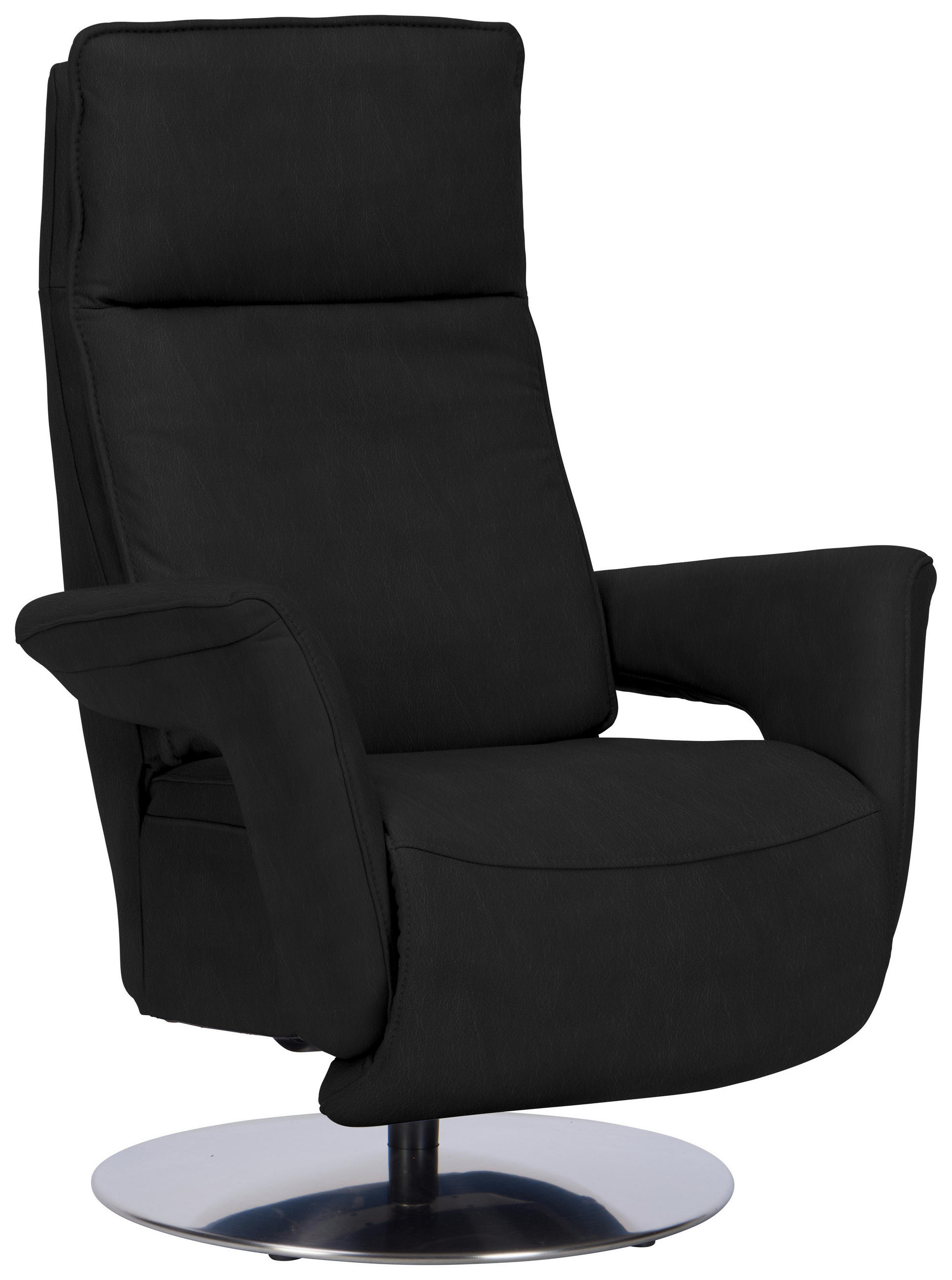 RELAXSESSEL in Leder Schwarz  - Edelstahlfarben/Schwarz, Design, Leder/Metall (83/112/87-174cm) - Valdera