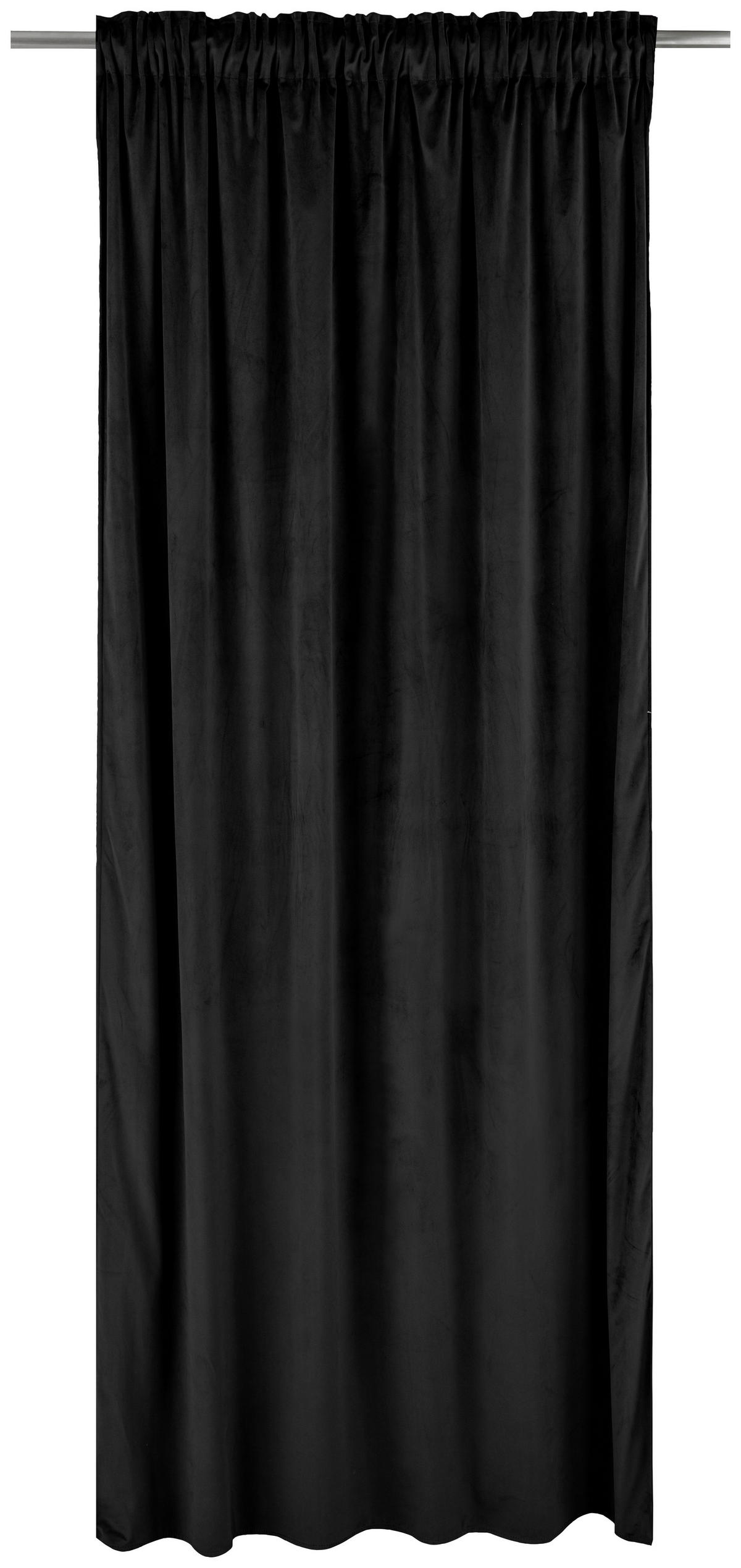 Gardin i sammet, 2-pack  - svart, Basics, textil (140/240cm)