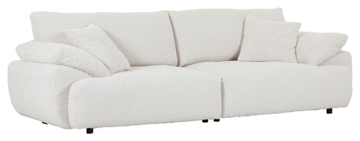 BIG SOFFA i plysch cremefärgad  - svart/cremefärgad, Modern, textil/plast (290/68/117cm) - Carryhome