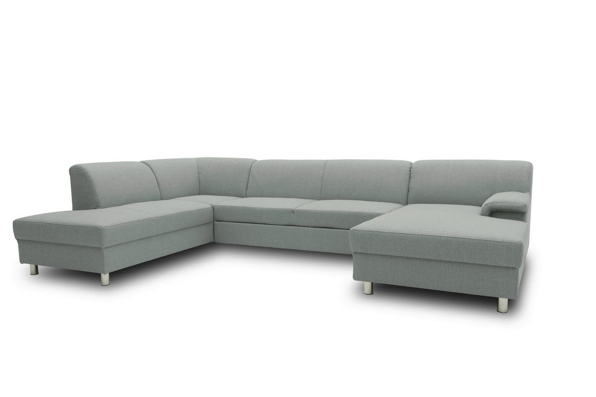 WOHNLANDSCHAFT Silberfarben Webstoff  - Chromfarben/Silberfarben, KONVENTIONELL, Textil/Metall (194/308/150cm) - MID.YOU