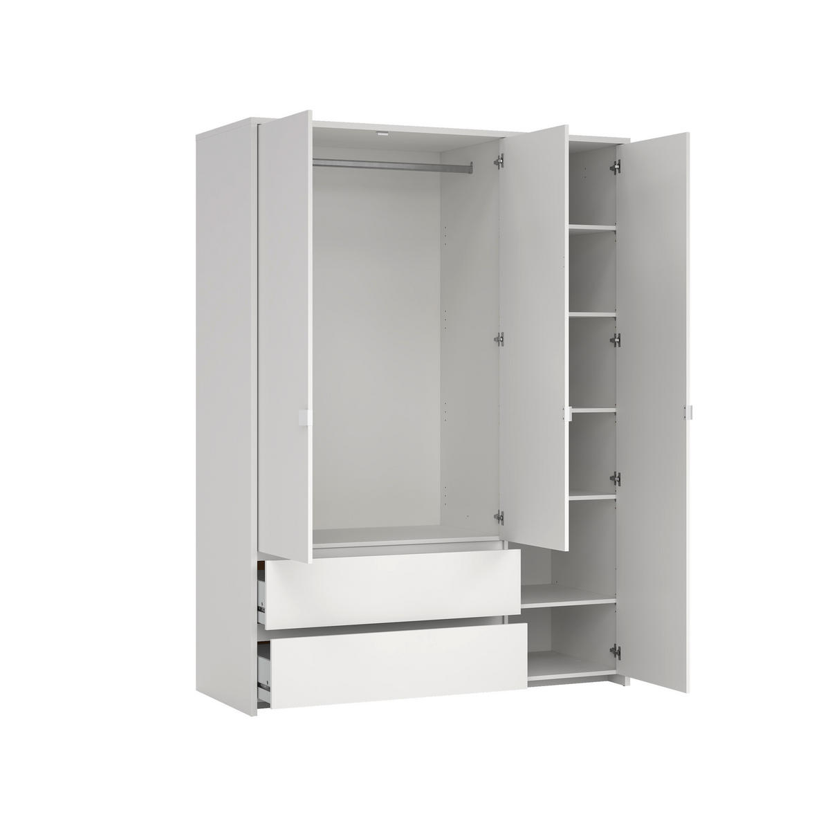 DULAP CU UȘI ROTATIVE alb  - argintiu/alb, Konventionell, metal/material pe bază de lemn (149/202/58cm) - Boxxx
