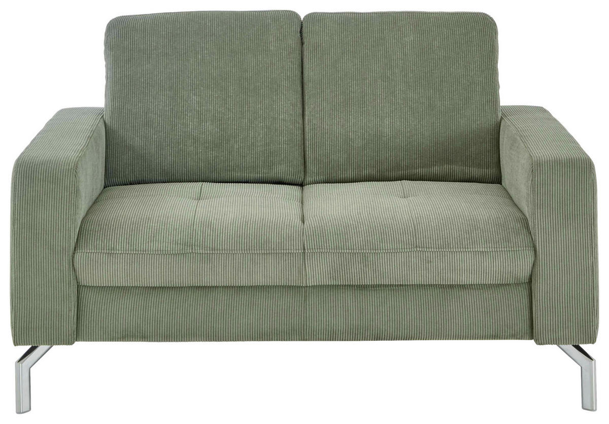 2-SITZER-SOFA  in Feincord Dunkelgrün  - Chromfarben/Dunkelgrün, Design, Textil/Metall (142/87/105cm) - Beldomo Style