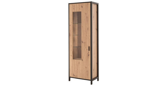 VITRINE in Anthrazit, Eichefarben - Eichefarben/Anthrazit, Design, Glas/Holzwerkstoff (65/200/40cm) - Carryhome