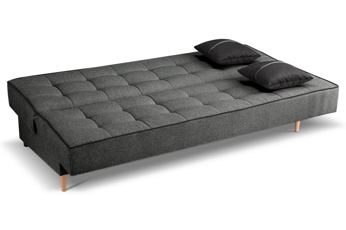 SCHLAFSOFA BONO  mit Liegefunktion Struktur Grau  - Hellbraun/Schwarz, Basics, Holz/Textil (199/91/91cm) - MID.YOU