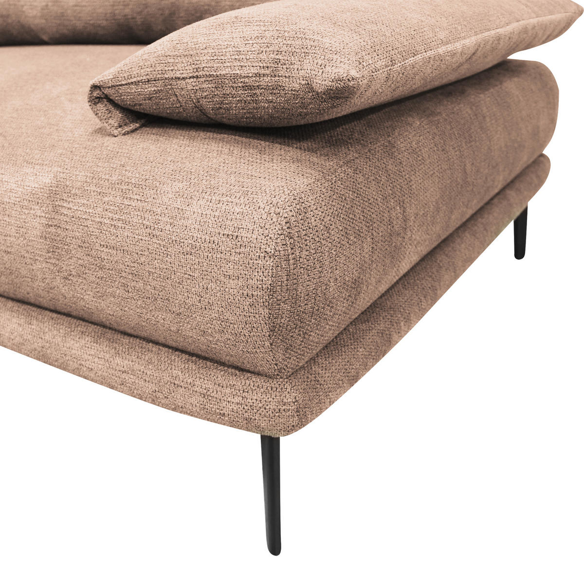 ECKSOFA in Webstoff Beige  260/192 cm  - Beige/Schwarz, Design, Textil/Metall (260/192cm) - MID.YOU