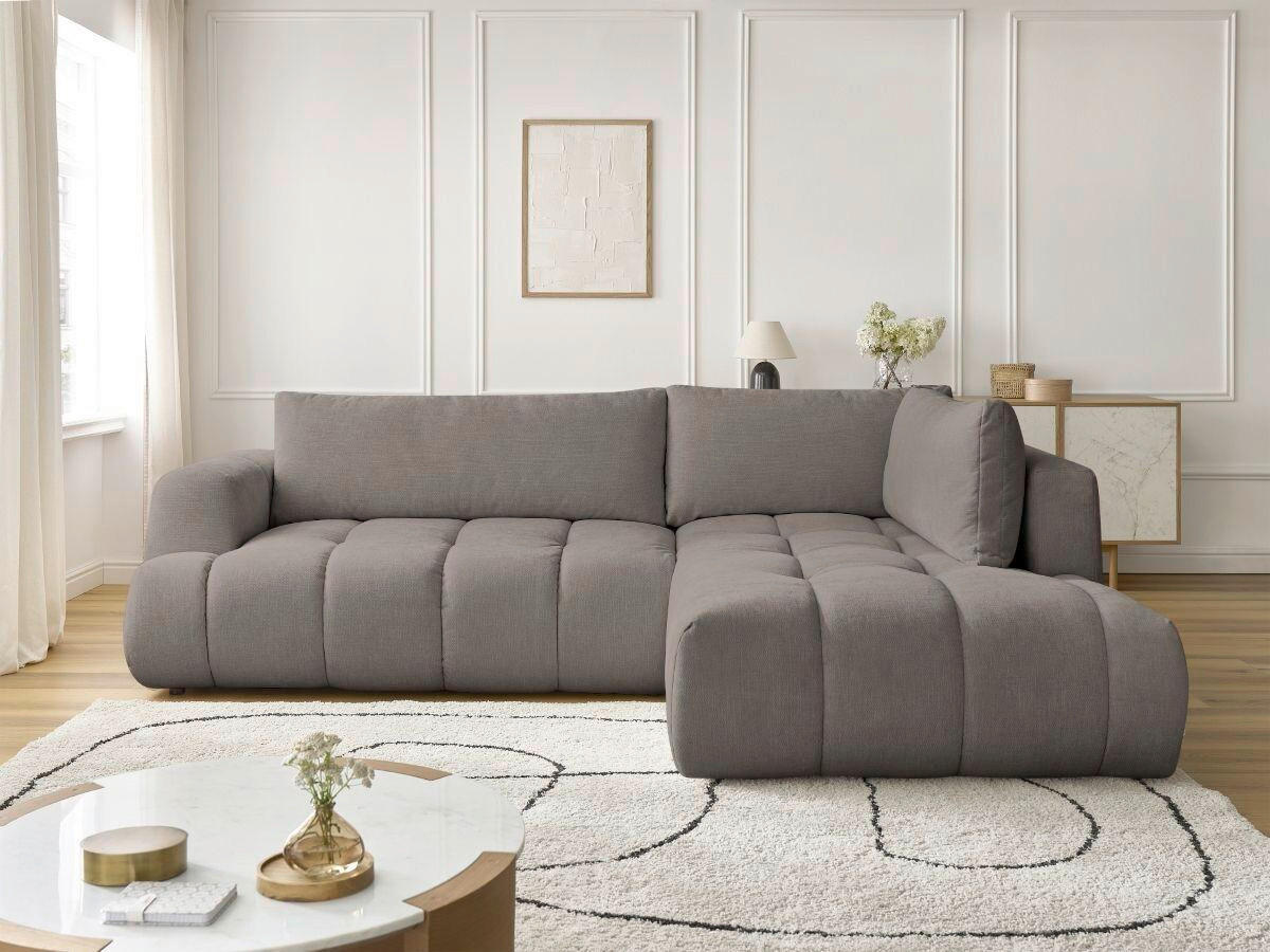 ECKSCHLAFSOFA FUJI Leinenoptik Taupe  inkl.  - Taupe/Schwarz, MODERN, Kunststoff/Textil (282/204cm)
