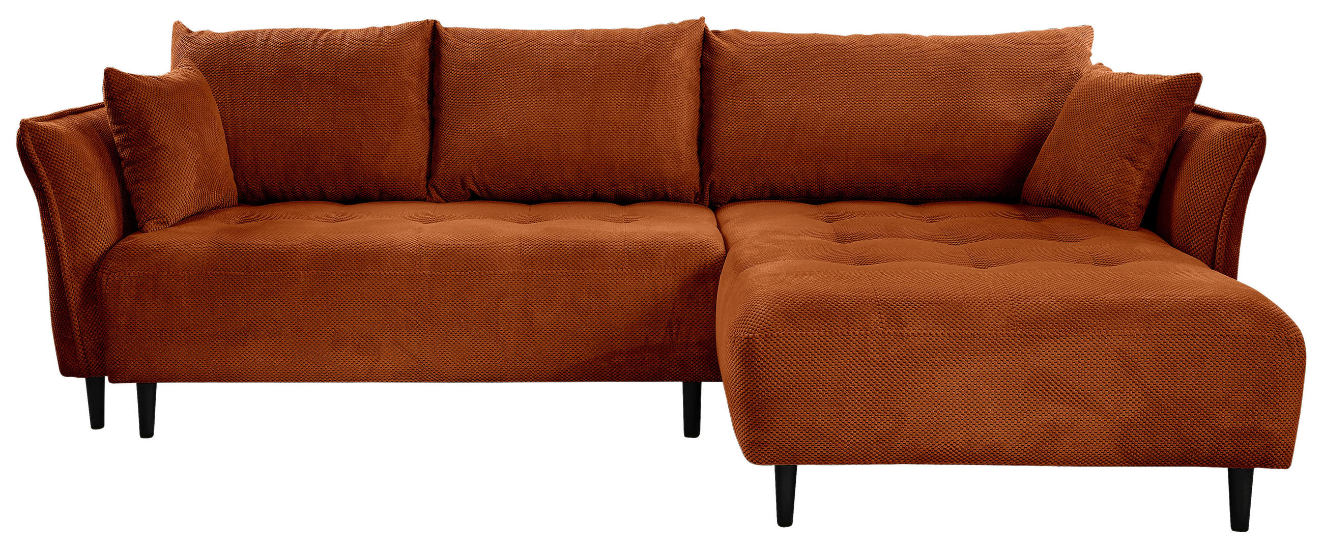 ECKSOFA in Chenille Rostfarben  - Rostfarben/Schwarz, Konventionell, Holz/Textil (290/160cm) - MID.YOU