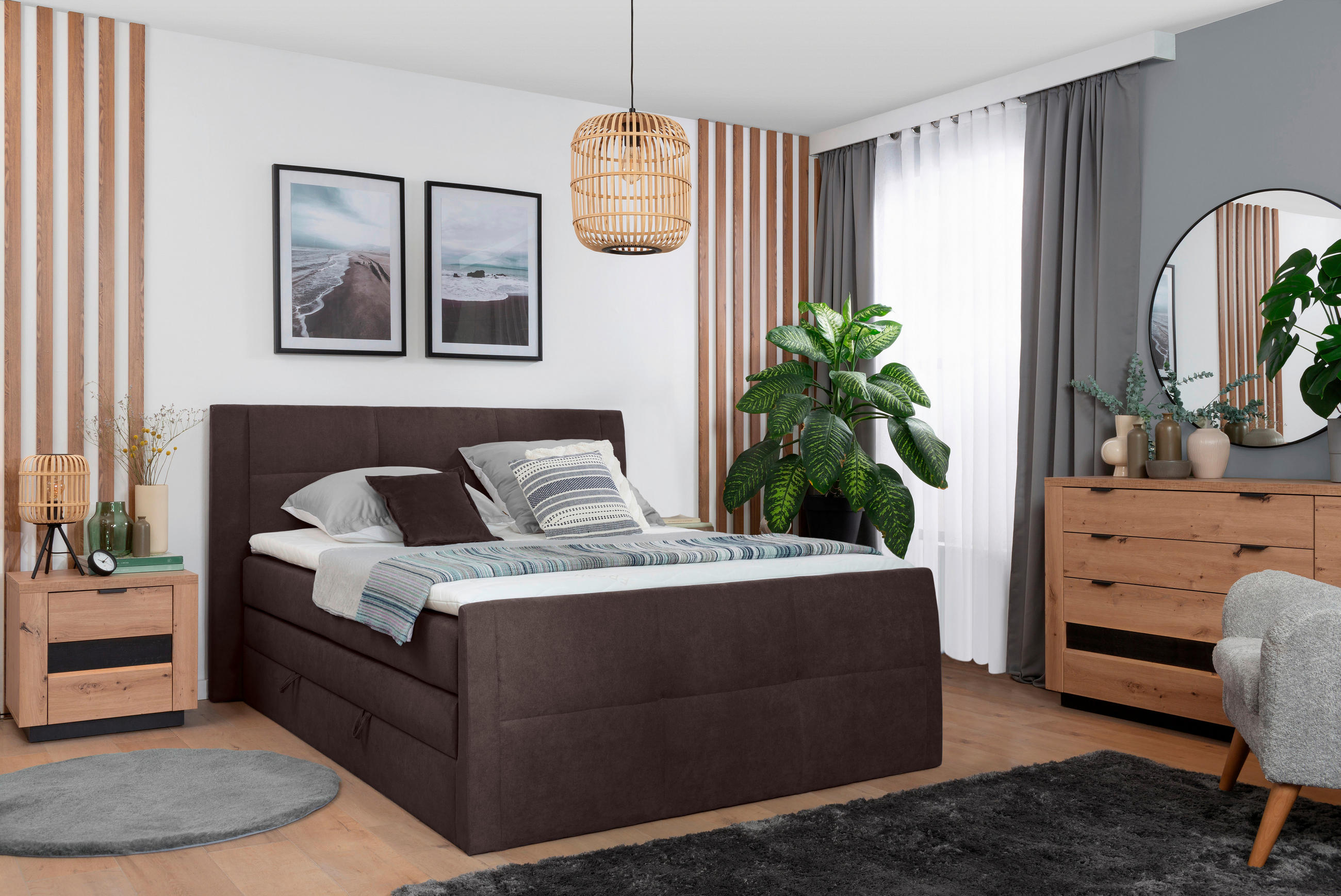 BOXSPRINGBETT 120/200 cm  in Braun  - Schwarz/Braun, KONVENTIONELL, Kunststoff/Textil (120/200cm) - Boxxx