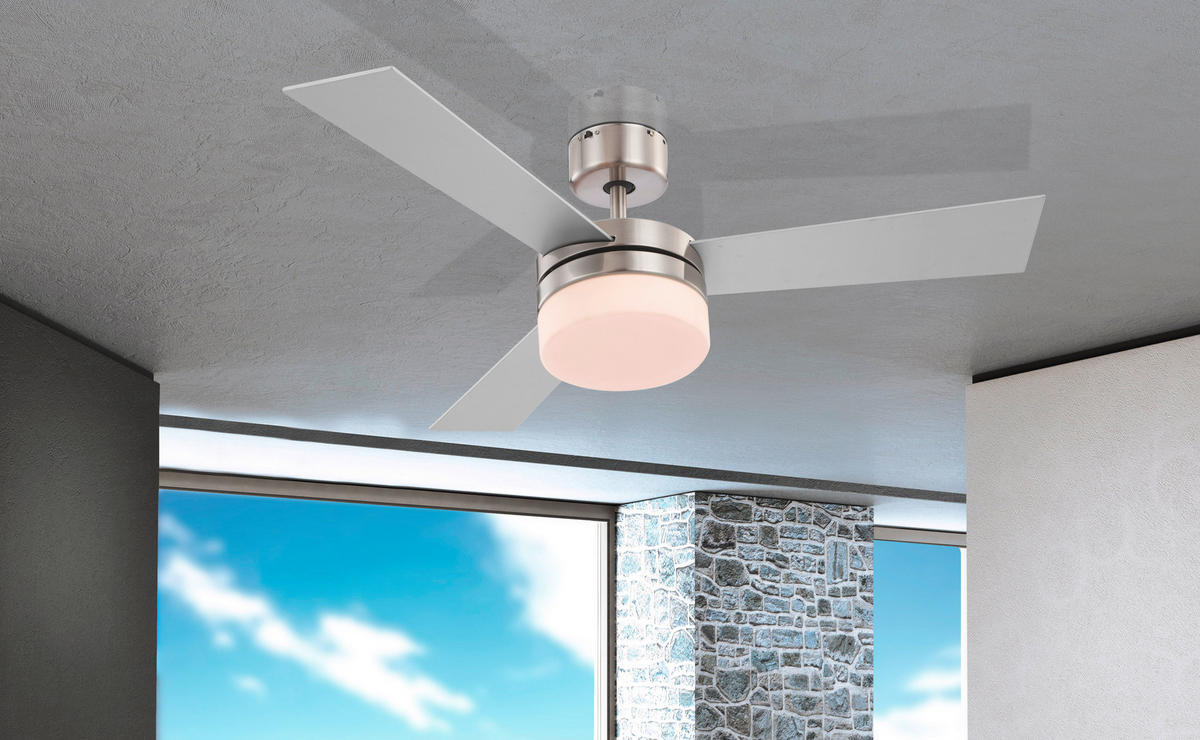 DECKENVENTILATOR  105/30,5 cm    - Silberfarben/Braun, Konventionell, Glas/Holz (105/30,5cm) - Globo