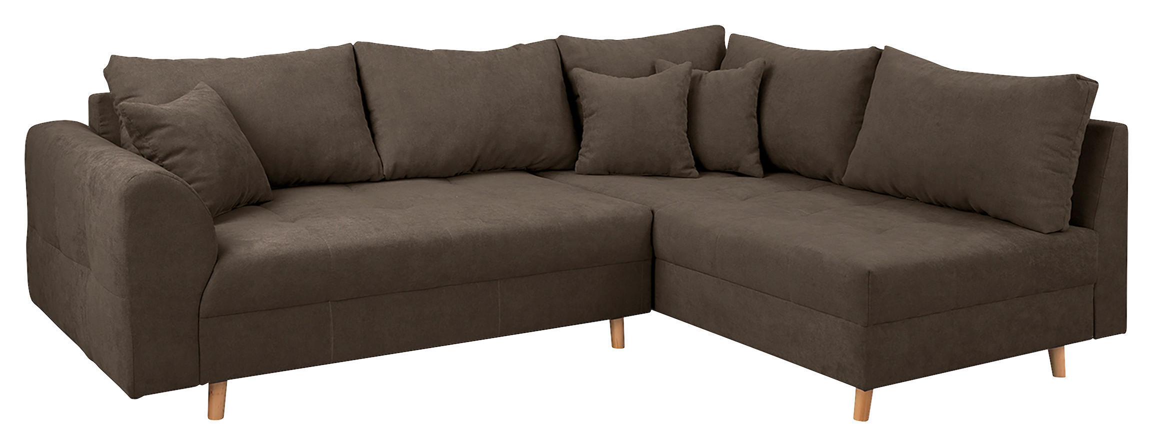 ECKSOFA Ariella Braun Mikrofaser  - Naturfarben/Braun, Design, Holz/Textil (231/161cm) - Livetastic