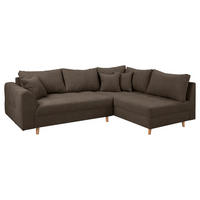 ECKSOFA Ariella Braun Mikrofaser  - Naturfarben/Braun, Design, Holz/Textil (231/161cm) - Livetastic