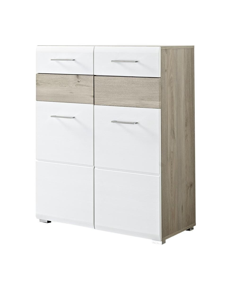 SCHUHSCHRANK Eiche Weiß, Eichefarben  - Chromfarben/Eichefarben, Basics, Holzwerkstoff/Metall (84/104/40cm) - Carryhome