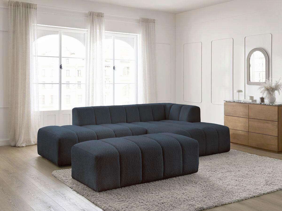 ECKSOFA  ANNECY Dunkelblau Bouclé  - Schwarz/Dunkelblau, MODERN, Kunststoff/Textil (262/170cm)