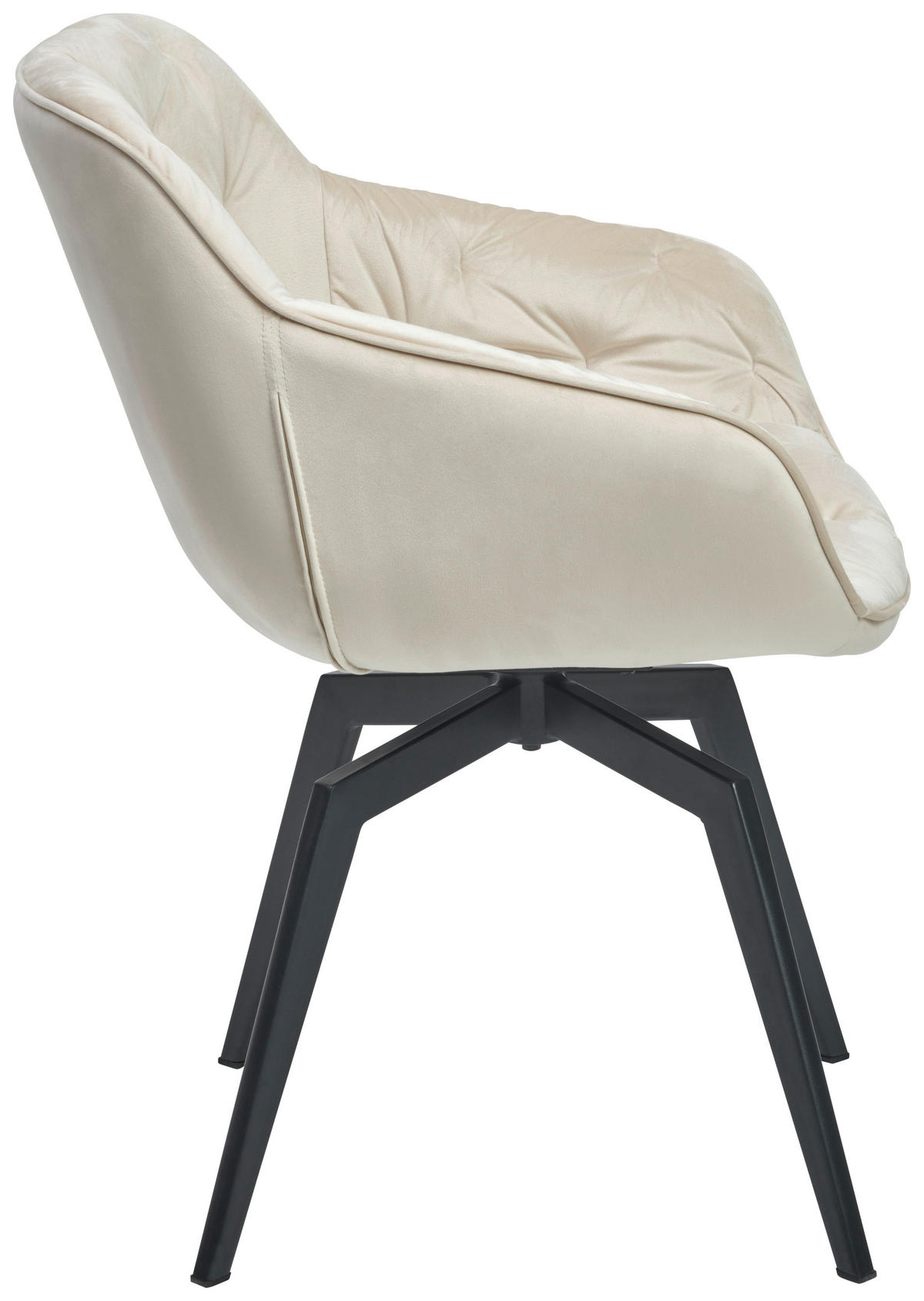 ARMLEHNSTUHL  Sitzfläche 360° drehbar, inklusive Armlehnen Samt  - Beige/Schwarz, MODERN, Textil/Metall (60/84/64cm) - Livetastic
