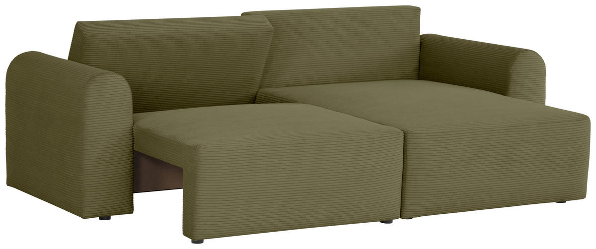 ECKSOFA in Cord Olivgrün  - Olivgrün, Design, Textil (250/151cm) - MID.YOU
