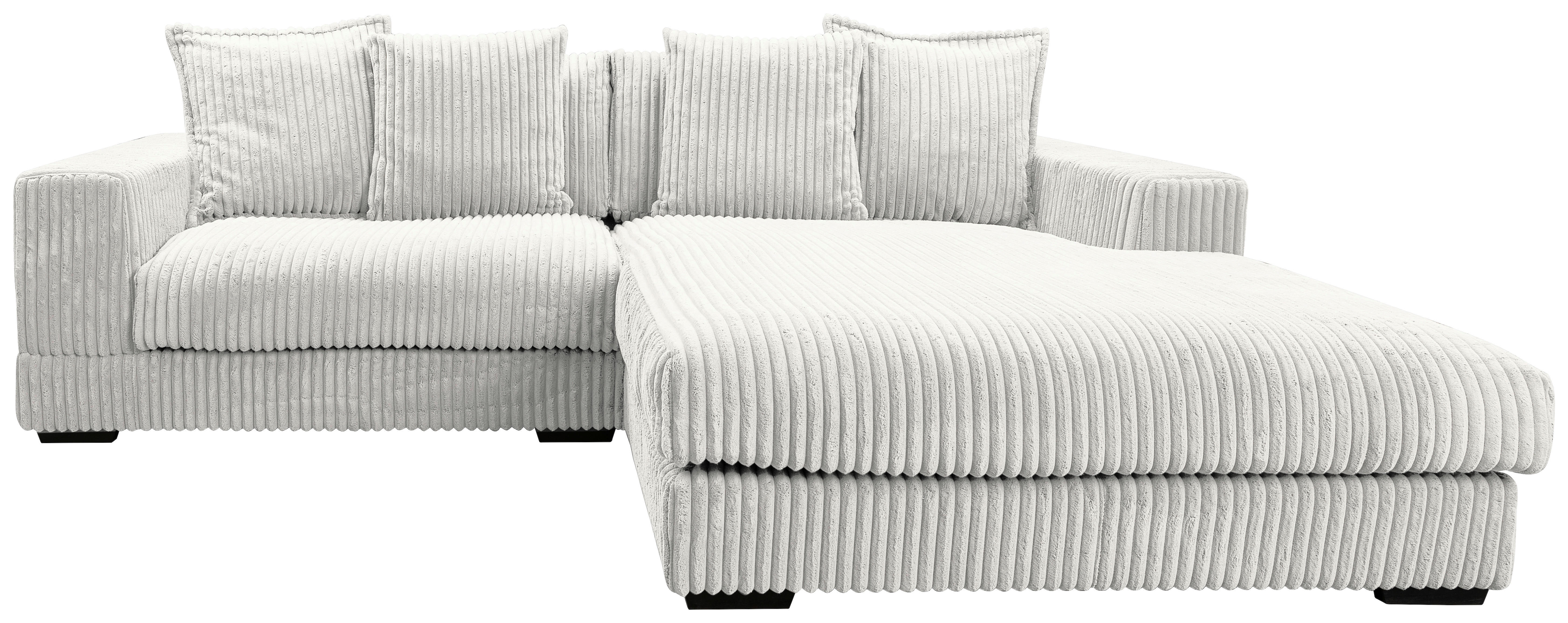 ECKSOFA Weiß Cord  - Schwarz/Weiß, Design, Kunststoff/Textil (285/195cm) - MID.YOU