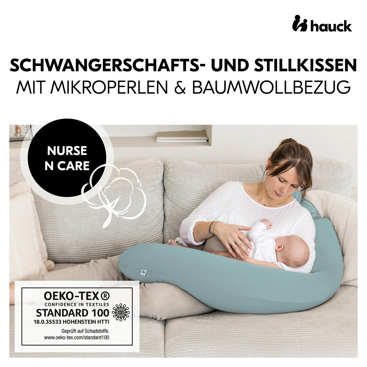 STILLKISSEN 190 cm NURSE N CARE   - Hellblau, Basics, Textil (190cm) - Hauck