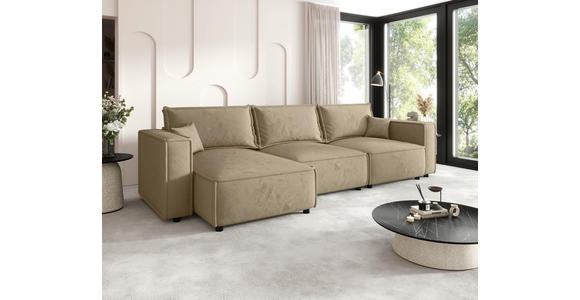 ECKSOFA Beige Webstoff Zierkissen, Rückenkissen, Rücken echt  - Beige/Schwarz, MODERN, Kunststoff/Textil (153/350cm) - Xora