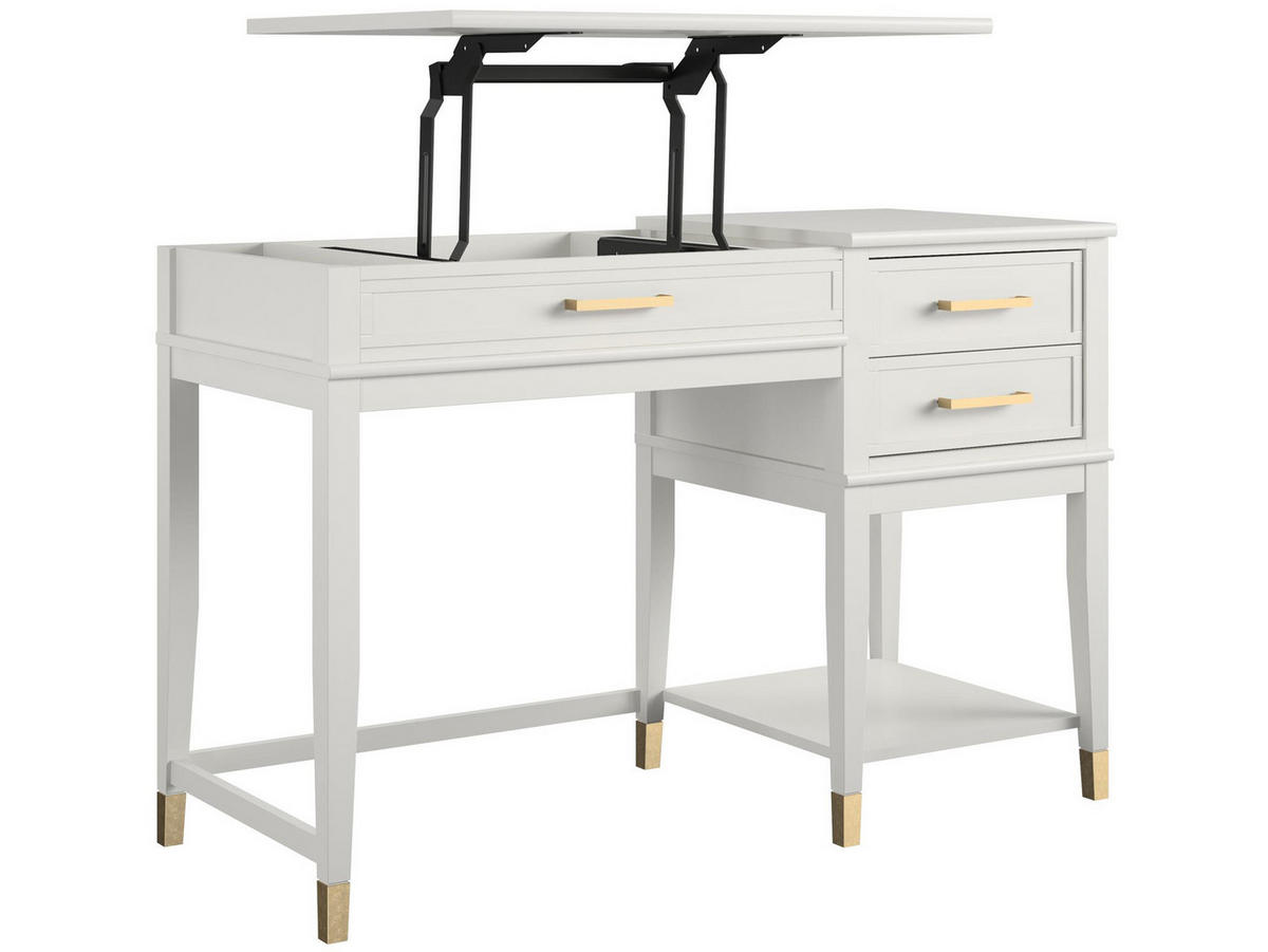 SCHREIBTISCH 115/77/49 cm  in Weiß  - Goldfarben/Weiß, Design, Holzwerkstoff/Metall (115/77/49cm) - MID.YOU