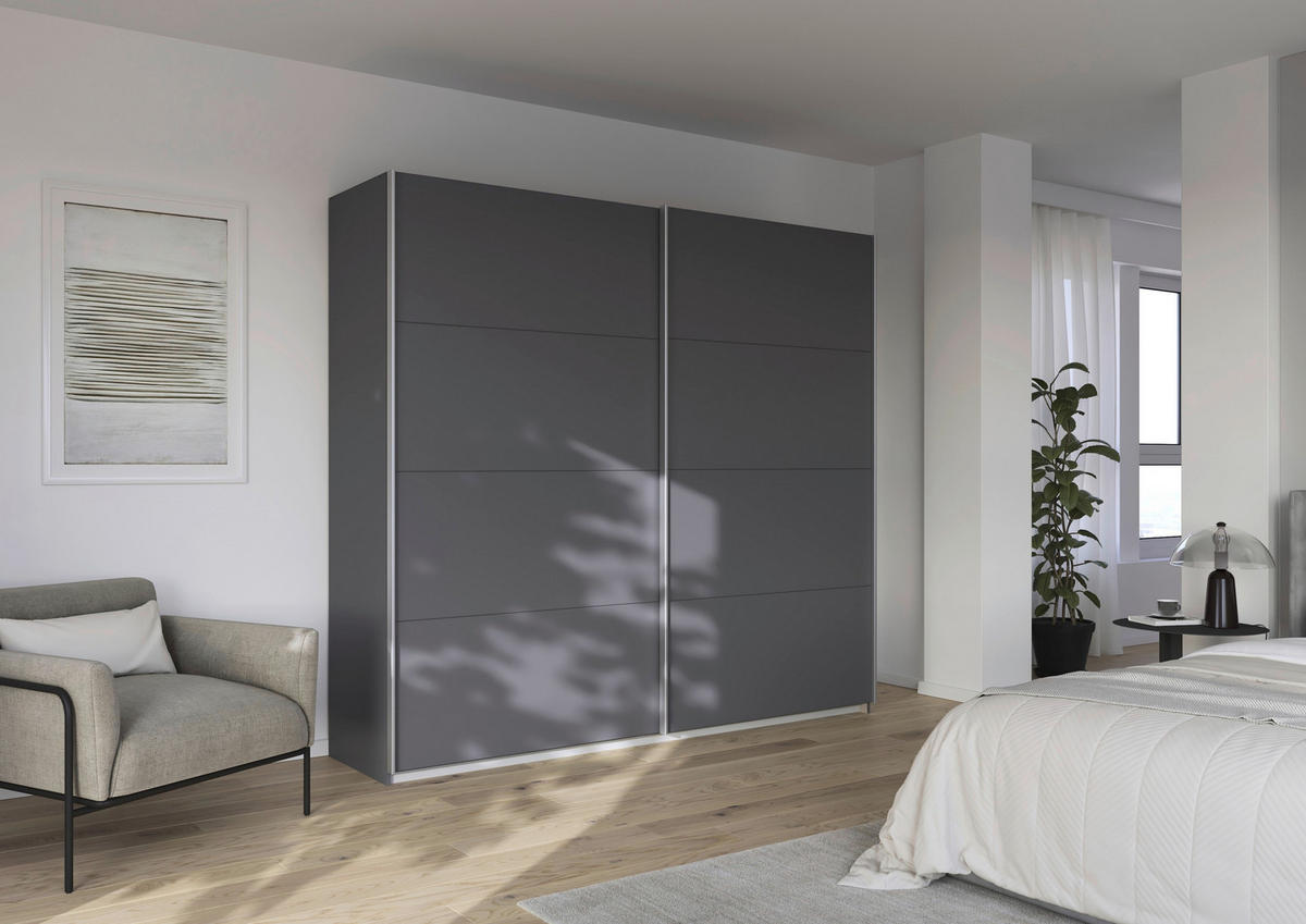 SCHWEBETÜRENSCHRANK 226/210/62 cm,  in Grau, 2 Tür(en)  - Alufarben/Grau, KONVENTIONELL, Holzwerkstoff/Kunststoff (226/210/62cm) - home24