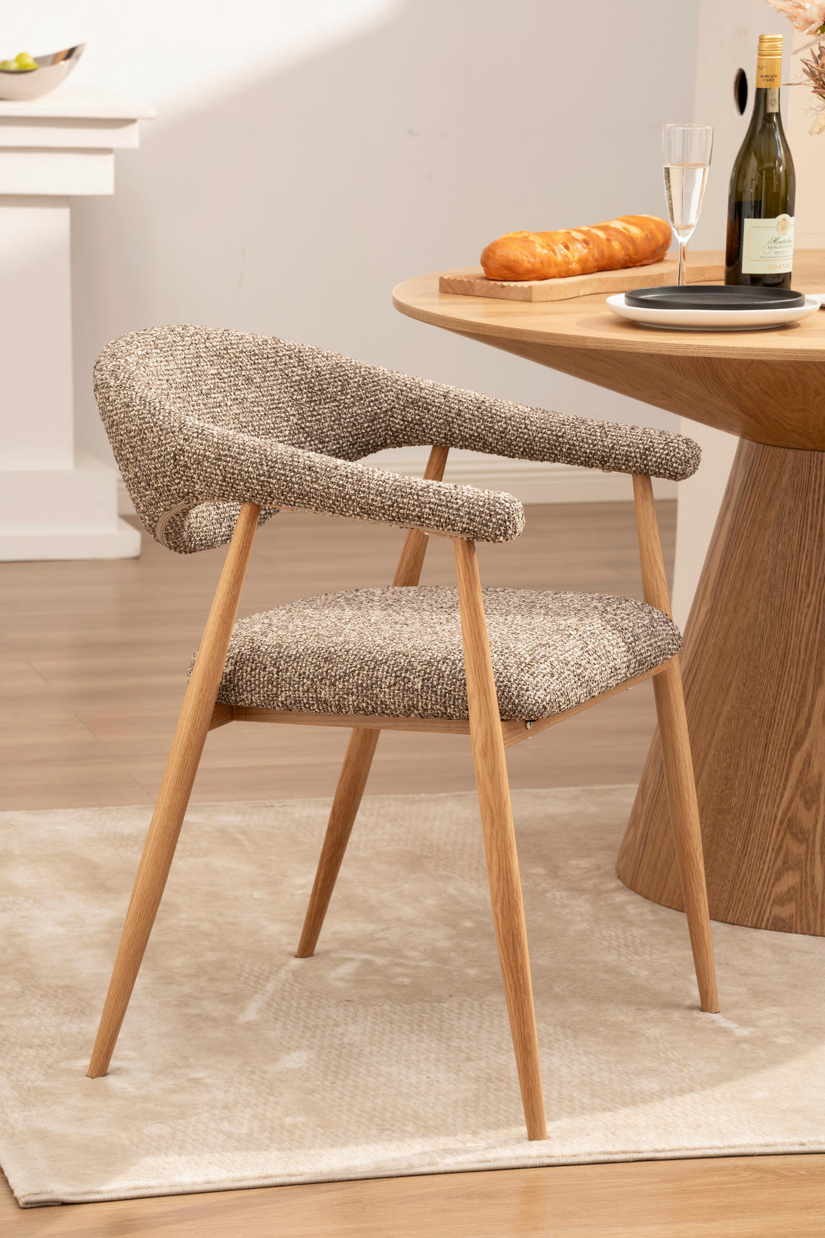 ARMLEHNSTUHL  Stoffauswahl Bouclé  Braun, Eichefarben  - Eichefarben/Braun, Design, Textil/Metall (58/78/60cm) - Lomoco