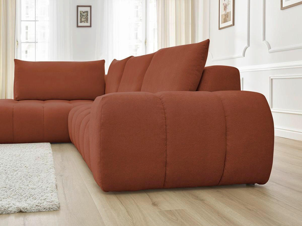 ECKSOFA Ottomane links  EVEREST Orange Struktur  - Schwarz/Orange, MODERN, Kunststoff/Textil (210/352cm) - Livetastic