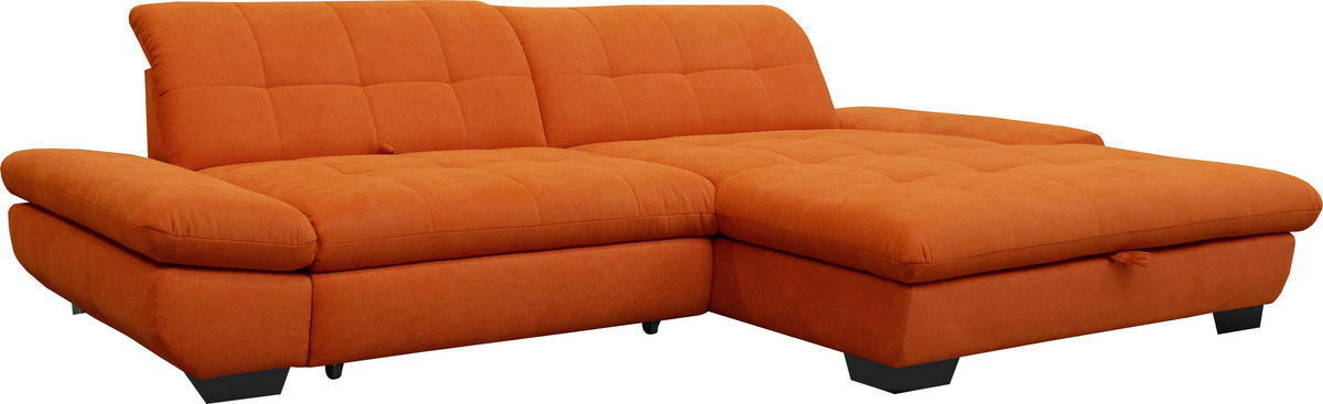 ECKSOFA in Mikrofaser Orange  - Schwarz/Orange, Design, Textil/Metall (290/198cm) - Xora