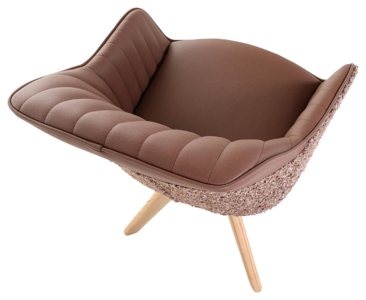 ARMLEHNSTUHL  in Chenille, Lederlook  - Eichefarben/Cognac, KONVENTIONELL, Holz/Textil (60/83/65cm) - home24