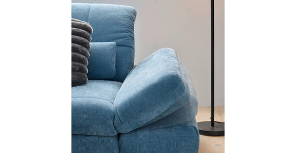 ECKSOFA  in Flachgewebe Pastellblau  204/341 cm  - Pastellblau/Schwarz, Design, Textil/Metall (204/341cm) - Xora