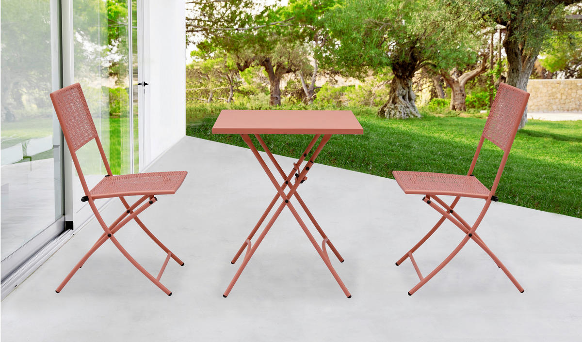 BALKONSET Rosa 3-teilig  - Rosa, ROMANTIK / LANDHAUS, Metall - Ambia Garden