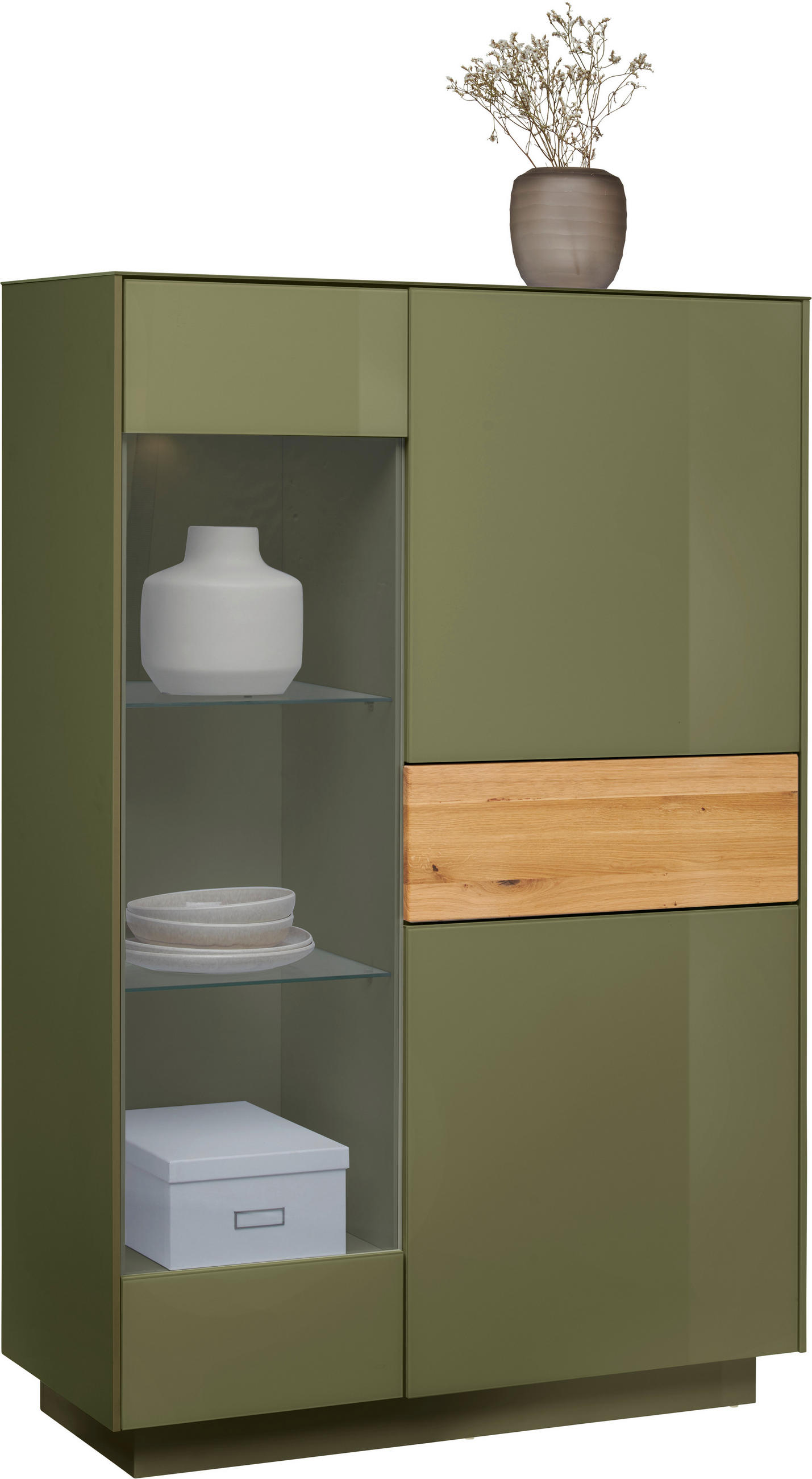 Novel Highboard Triest Eiche, Olivgrün 101x150x42 cm