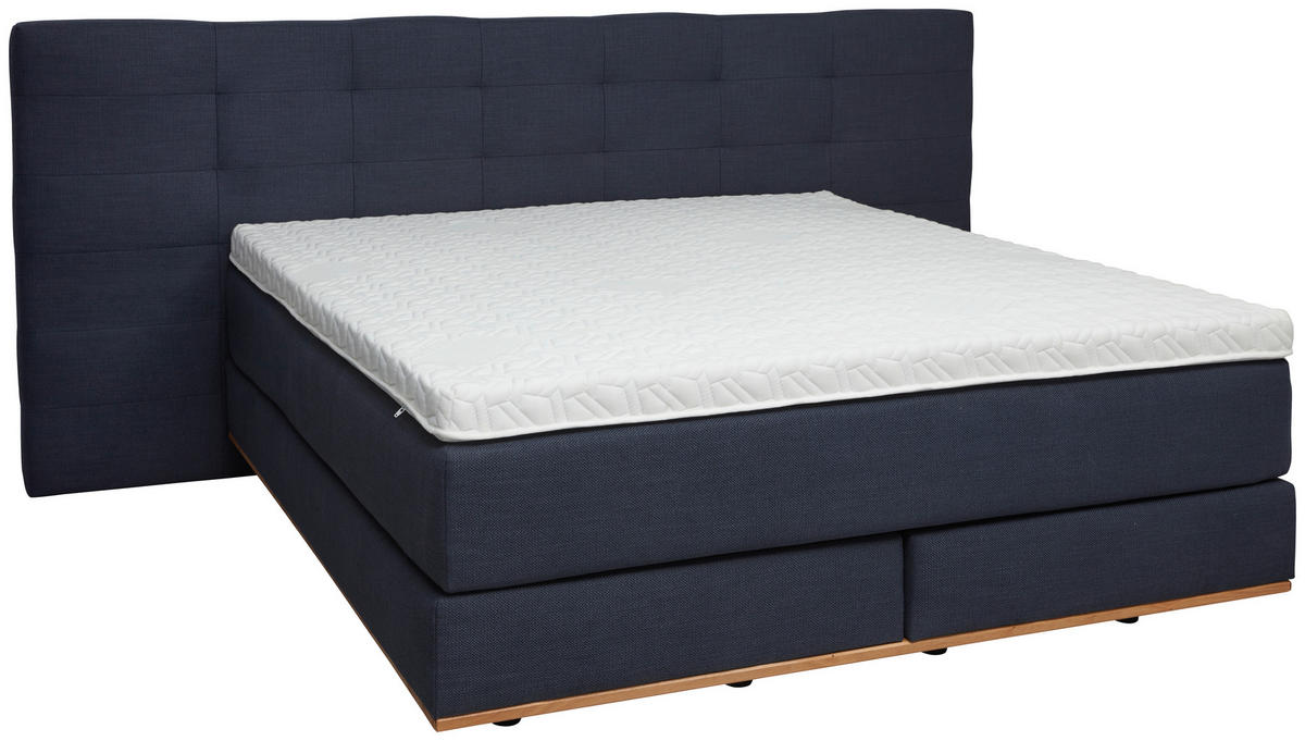 BOXSPRINGBETT 180/200 cm  in Dunkelblau  - Eichefarben/Dunkelblau, Konventionell, Holz/Textil (180/200cm) - Dieter Knoll