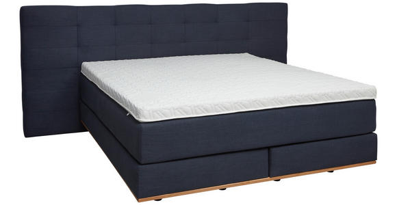 BOXSPRINGBETT 180/200 cm in Dunkelblau - Eichefarben/Dunkelblau, KONVENTIONELL, Holz/Textil (180/200cm) - Dieter Knoll