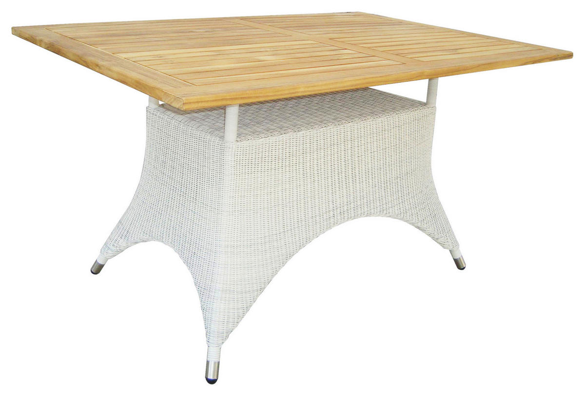 GARTENTISCH 140/90/75 cm Holz, Metall, Kunststoff rechteckig  - Alufarben/Weiß, Design, Holz/Kunststoff (140/90/75cm) - Zebra 