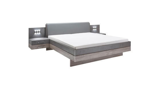 BETTANLAGE 180/200 cm in Grau, Eichefarben - Eichefarben/Grau, Design, Holzwerkstoff/Textil (180/200cm) - Venda