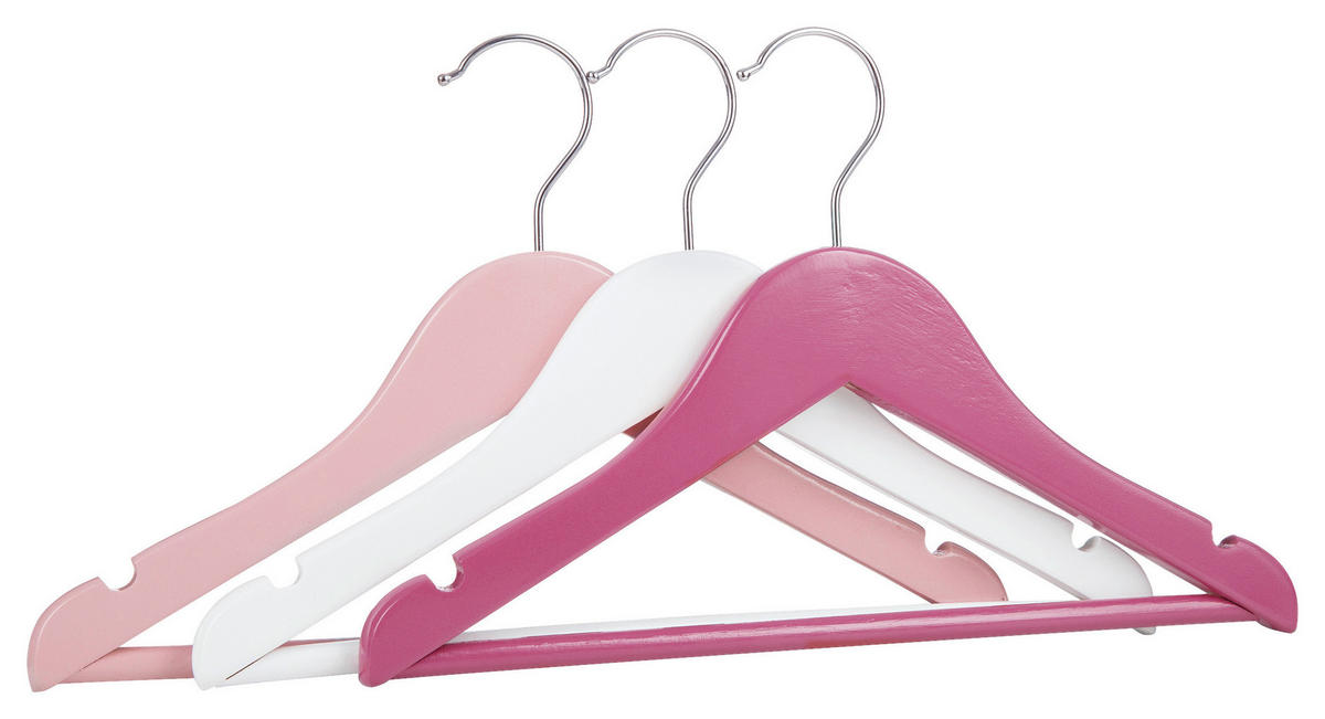 KINDERKLEIDERBÜGEL 9 Stück Holz, Metall  - Hellrosa/Rosa, Basics, Holz/Metall (30/19/1,2cm) - My Baby Lou