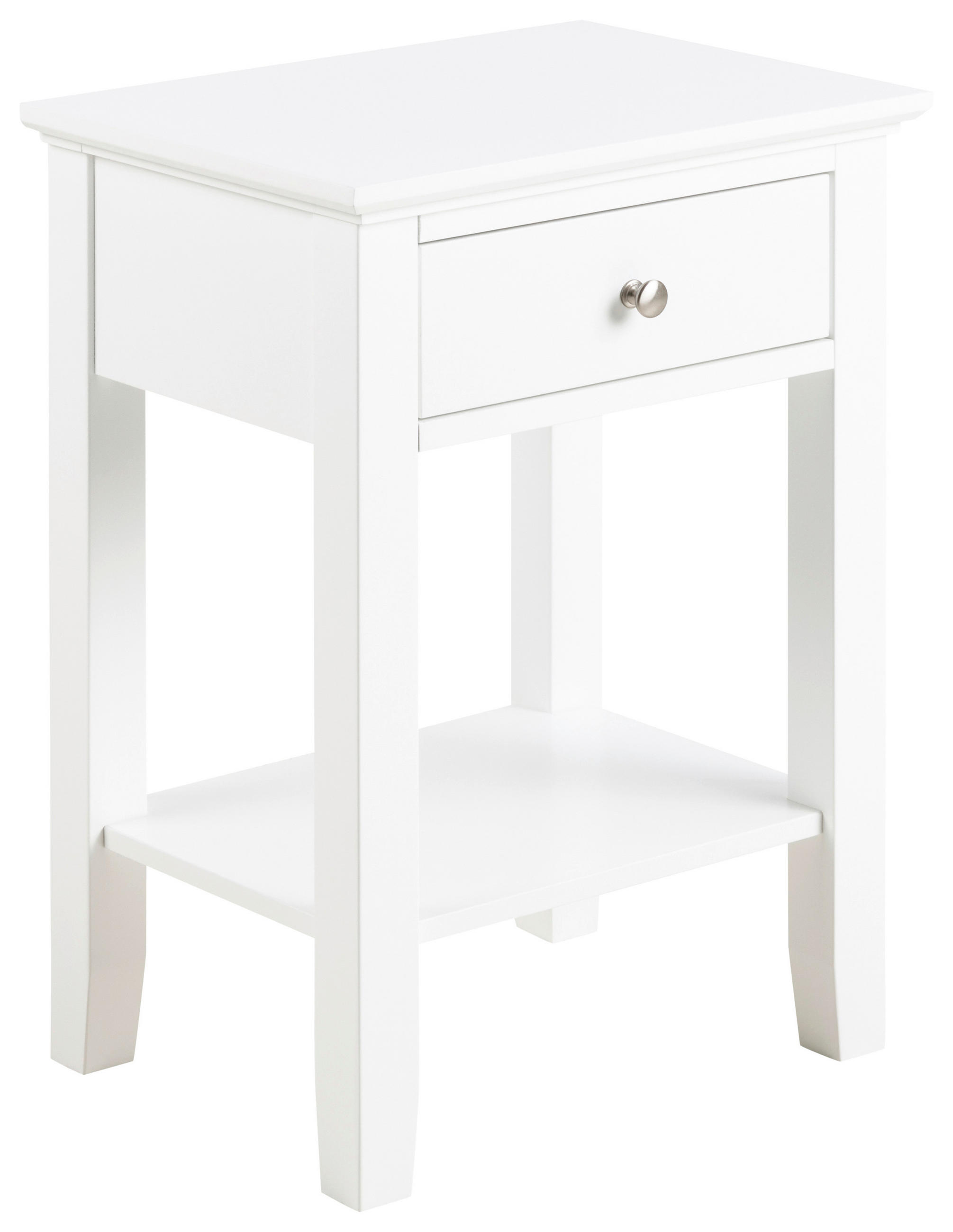 SÄNGBORD i vit  - vit/silver, Klassisk, metall/trämaterial (45/62,8/34cm) - Best Price