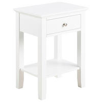 SÄNGBORD i vit  - vit/silver, Klassisk, metall/trämaterial (45/62,8/34cm) - Best Price